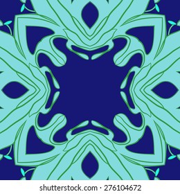 Circular  seamless pattern of floral motif, stamen,stripe, copy space. Hand drawn.