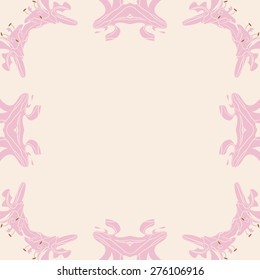 Circular  seamless pattern of floral motif, stamen, lily, copy space. Hand drawn.