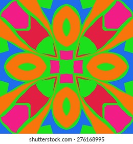 Circular  seamless pattern of floral motif, zigzag, cross,spots. Hand drawn.