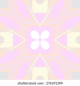 Circular  seamless pattern of floral motif, spots. Hand drawn.