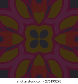 Circular  seamless pattern of floral motif, spots. Hand drawn.