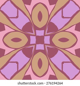 Circular  seamless pattern of floral motif, zigzag, cross,spots. Hand drawn.