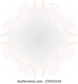 Circular seamless pattern of floral motif, flowers, leaves,copy space. Hand drawn.