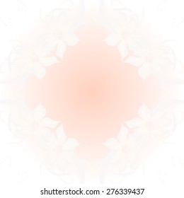 Circular seamless pattern of floral motif, flowers, leaves,copy space. Hand drawn.
