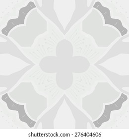 Circular seamless pattern of floral motif, flower, doodles, stamens, spots. Hand drawn.