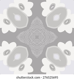 Circular seamless pattern of floral motif, flower, ellipses, stars,flowers. Hand drawn.