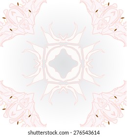 Circular seamless pattern of floral motif, flower, ellipses,cross,leaves,flowers. Hand drawn.