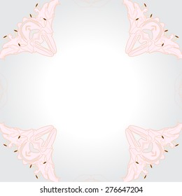 Circular  seamless pattern of floral motif, stamen, lily,ellipse, copy space. Hand drawn.