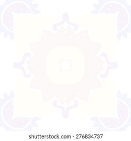Circular seamless pattern of floral motif, flowers,stamens, hole, zigzag. Hand drawn.