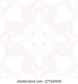 Circular seamless pattern of floral motif, stripes, leaves, branches. Hand drawn.