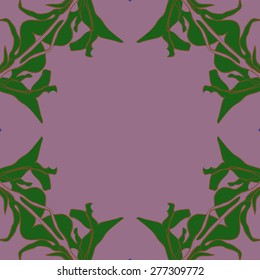 Circular seamless pattern of floral motif,  leaves, branches. Hand drawn.