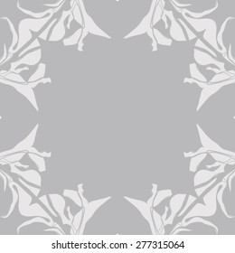 Circular seamless pattern of floral motif,  leaves, branches. Hand drawn.