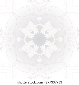 Circular  seamless pattern of floral motif, garland, leaves, flowers. Hand drawn.