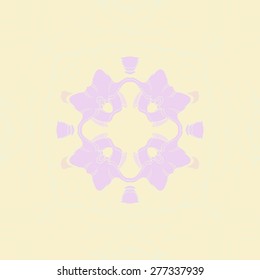 Circular  seamless pattern of floral motif, garland, leaves, flowers. Hand drawn.