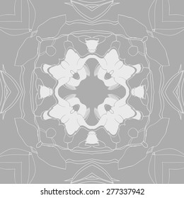 Circular  seamless pattern of floral motif, garland, leaves, flowers. Hand drawn.