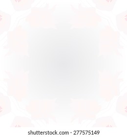 Circular seamless pattern of floral motif,  branches, flowers, stamens, copy space. Hand drawn.