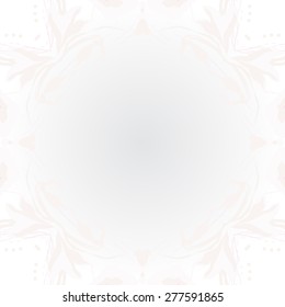 Circular seamless pattern of floral motif, flowers,leaves,branches,ellipses,copy space. Hand drawn.
