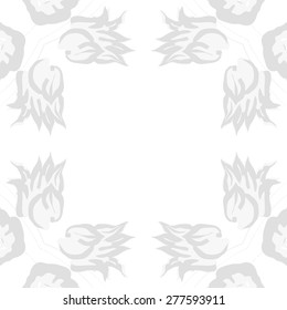 Circular seamless pattern of floral motif,  branches, flowers, stamens, copy space. Hand drawn.