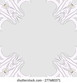 Circular  seamless pattern of floral motif, stamen, lily,ellipse, copy space. Hand drawn.