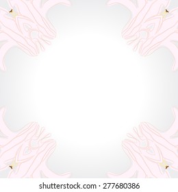 Circular  seamless pattern of floral motif, stamen, lily,ellipse, copy space. Hand drawn.