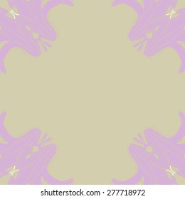 Circular  seamless pattern of floral motif, stamen, lily,ellipse, copy space. Hand drawn.