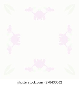 Circular  seamless pattern of floral motif, flowers, buds, branches,ellipses copy space. Hand drawn, delicate.