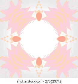 Circular  seamless pattern of floral motif, branches, flowers,ellipses ,copy space. Hand drawn.