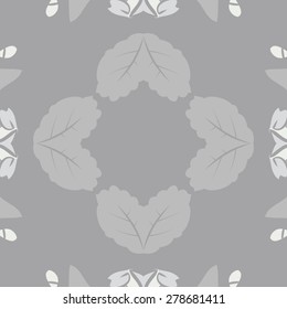 Circular  seamless pattern of floral motif, leaves, spots, hole, copy space. Hand drawn.