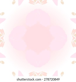 Circular  seamless pattern of floral motif, leaves, spots, hole, copy space. Hand drawn.