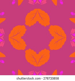 Circular  seamless pattern of floral motif, leaves, spots, hole, copy space. Hand drawn.