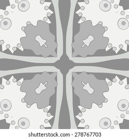 Circular  seamless pattern of  floral motif, ellipses,spots. Hand drawn.