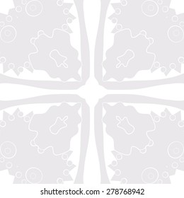 Circular  seamless pattern of  floral motif, ellipses,spots. Hand drawn.