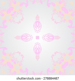 Circular  seamless pattern of  floral motif, flowers,spots. Hand drawn.