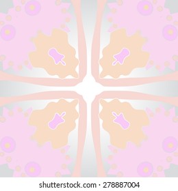 Circular  seamless pattern of  floral motif, ellipses,spots. Hand drawn.