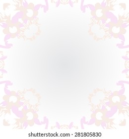 Circular  seamless pattern of  floral motif, spots,ellipses, hole, copy space. Hand drawn.