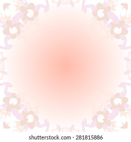 Circular  seamless pattern of  floral motif, spots,ellipses, hole, copy space. Hand drawn.