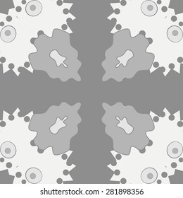 Circular  seamless pattern of  floral motif,  spots, hole,ellipses, copy space. Hand drawn.