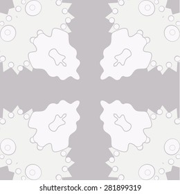 Circular  seamless pattern of  floral motif,  spots, hole,ellipses, copy space. Hand drawn.