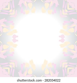 Circular  seamless pattern of  floral motif,  spots, leaves, copy space. Hand drawn.