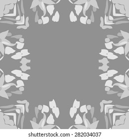 Circular  seamless pattern of  floral motif,  spots, leaves, copy space. Hand drawn.