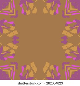 Circular  seamless pattern of  floral motif,  spots, leaves, copy space. Hand drawn.