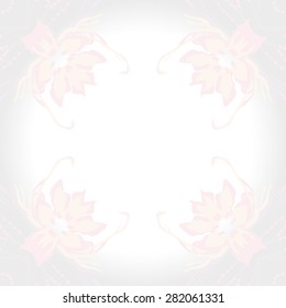 Circular  seamless pattern of  floral motif,  spots, leaves, branches, copy space. Hand drawn.