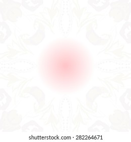 Circular  seamless pattern of  floral motif,  spots,  branches, leaves, copy space. Hand drawn.