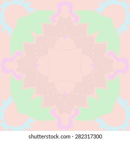 Circular  seamless pattern of  floral motif,  spots,  stamens, hole. Hand drawn.