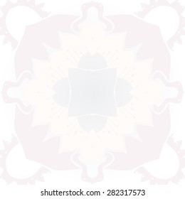 Circular  seamless pattern of  floral motif,  spots,  stamens, hole. Hand drawn.