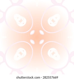 Circular  seamless pattern of  floral motif,  spots,  stamens, hole. Hand drawn.