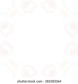 Circular  seamless pattern of  floral motif,  spots, stamens, leaves. Hand drawn.