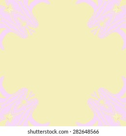 Circular  seamless pattern of  floral motif,  hole, flowers, stamens, copy space. Hand drawn.