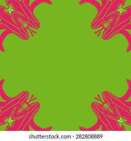 Circular  seamless pattern of  floral motif,  hole, flowers, stamens, copy space. Hand drawn.