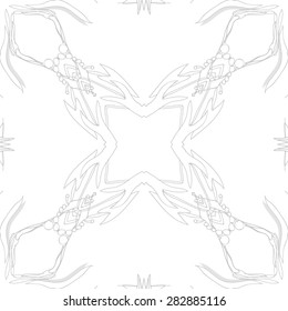 Circular  seamless pattern of floral motif, hole, stripes,leaves, copy space. Hand drawn.